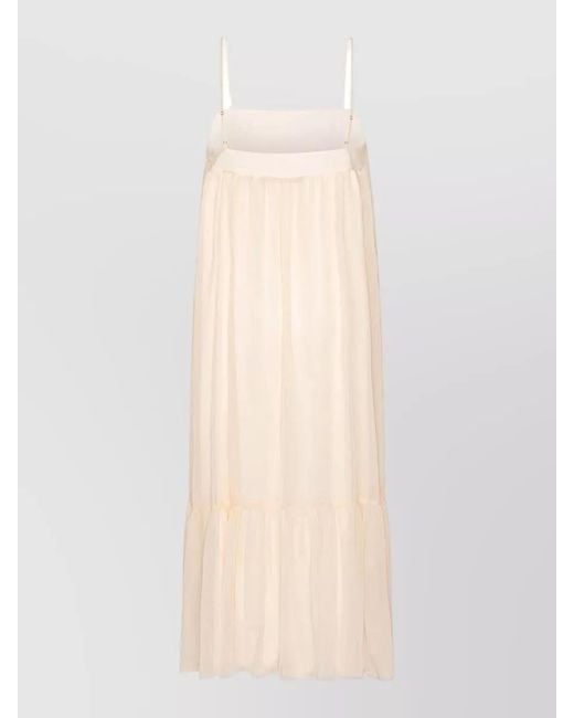 ROTATE BIRGER CHRISTENSEN White Chiffon A Line Dress Tiered Skirt
