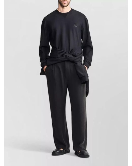 Giorgio Armani Blue Waffle Knit Sweatshirt Long Sleeves V Neckline for men