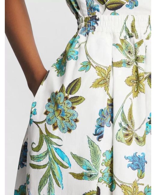 Fay Multicolor Cotton Skirt Floral Print Pleated Pockets