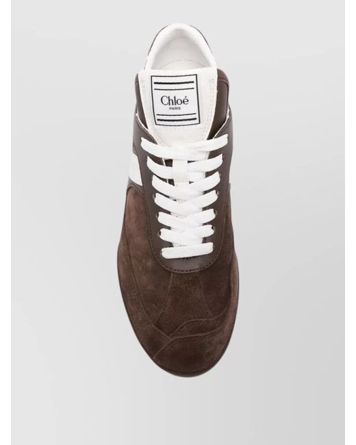 Chloé Brown Paneled Lace-Up Sneakers
