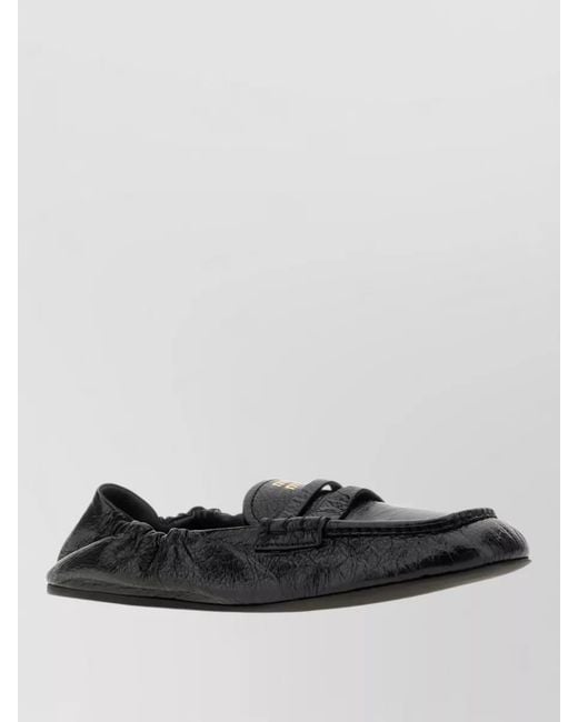 Miu Miu White Leather Loafers Casual Style Flexible Sole