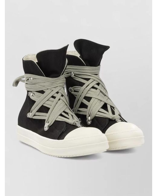 Rick Owens Black Megalace High Top Boots Contrast Sole for men