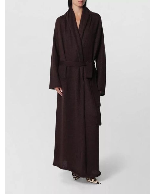 ANDAMANE Black Belted Maxi Robe Long Sleeve Loungewear