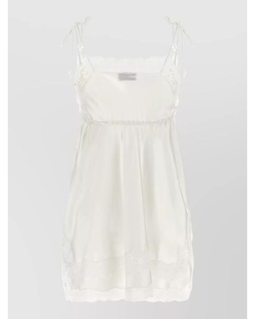 Magda Butrym White Lace V Neck Top Adjustable Straps