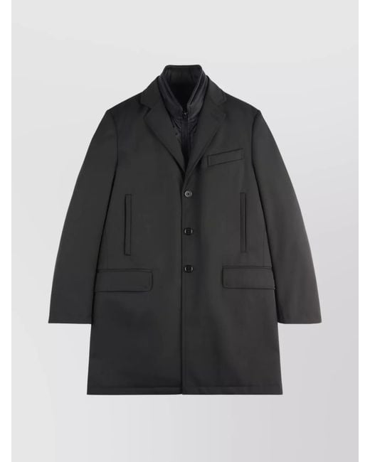 Fay Black Double Breasted Coat Pockets for men