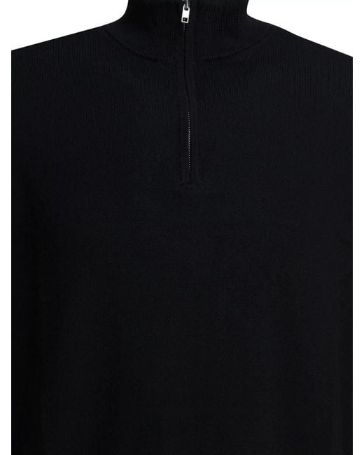 NN07 Black Sergio Merino Wool Polo Knit Sweater for men