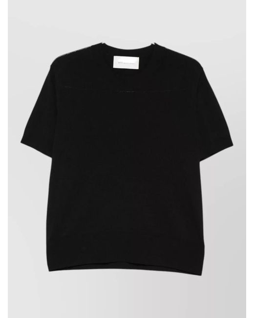 AMI Black Short-Sleeve Crew-Neck Jumper for men