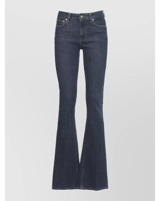 Dondup Blue Straight Jeans Cotton Five Pocket Belt Loops