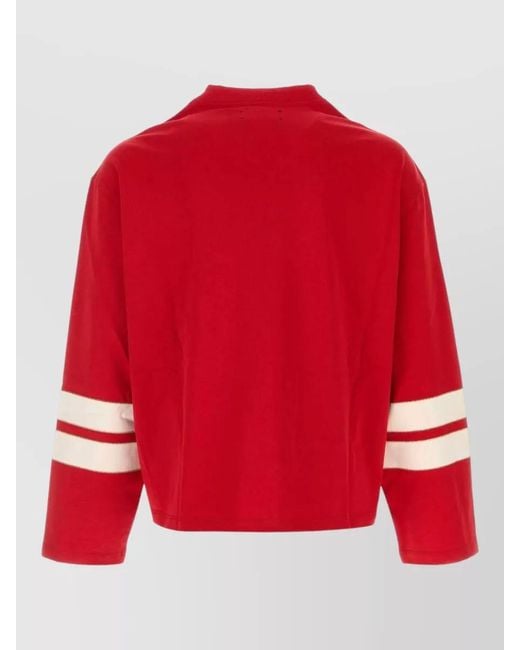 Amiri Red Knit Oversized T Shirt Contrast Stripes for men