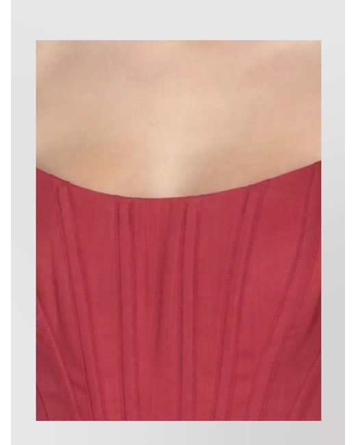 Zimmermann Red Cotton Floral Print Corset Midi Dress