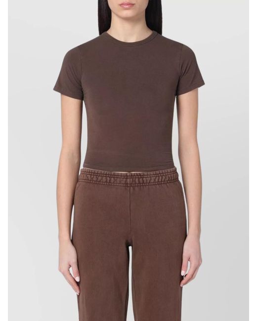Entire studios Brown Cotton Cropped T-Shirt