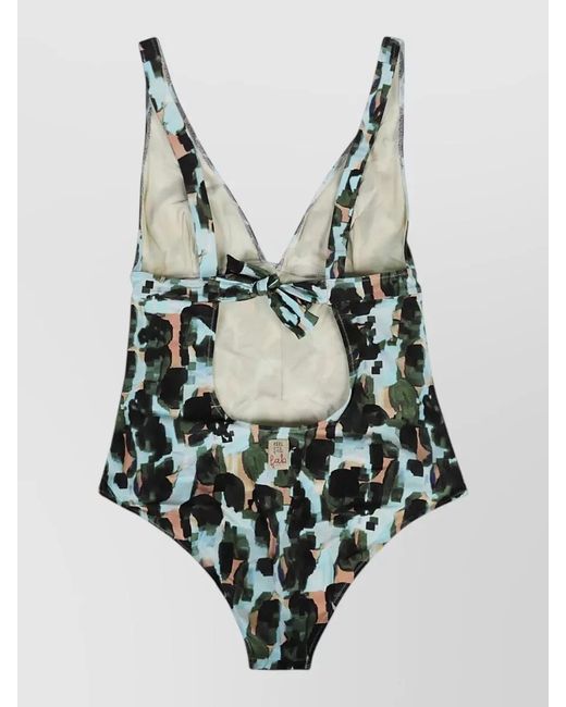 Feel me fab Multicolor Crossy One Piece Swimsuit Deep Neckline