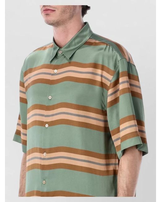 Dries Van Noten Blue Cassidye Striped Relaxed Viscose Shirt for men