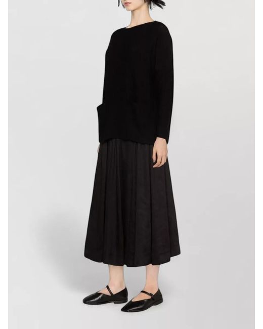 Daniela Gregis Black Cotton Boat Neck Long Sleeve Jumper