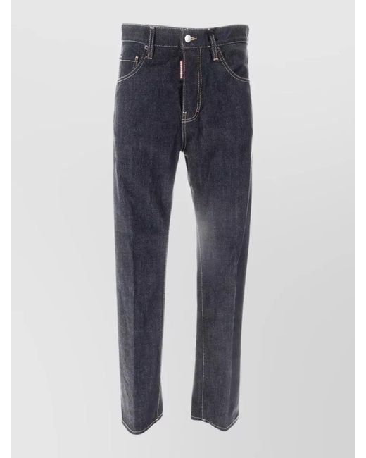 DSquared² Blue Cotton Straight-Leg Trousers for men