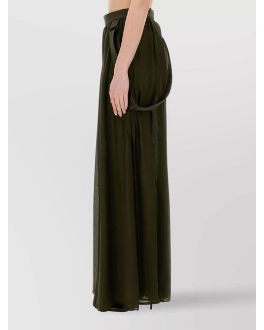 Max Mara Green Silk Pleated Skirt