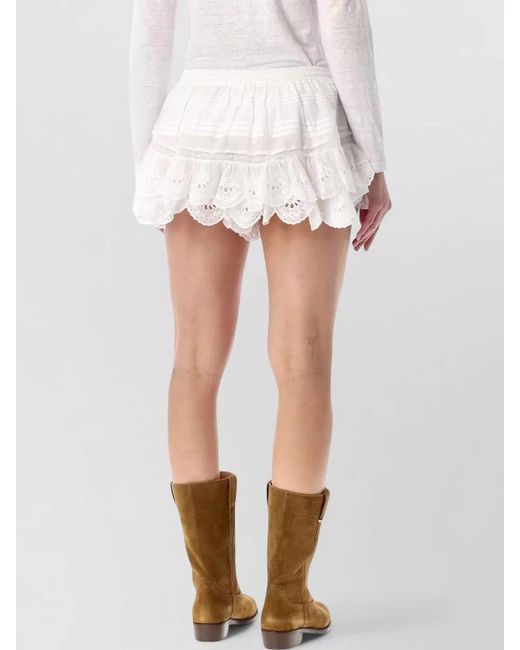 Isabel Marant White Cotton Embroidered Mini Shorts