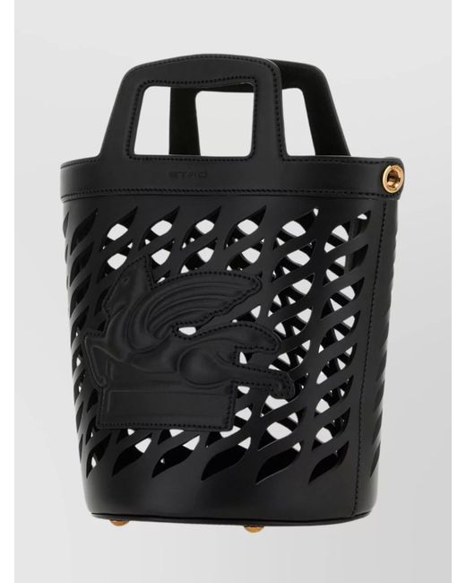 Etro Black Leather Bucket Bag