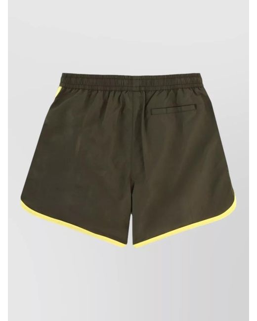Drole de Monsieur Green Beach Shorts Contrast Trim And Pockets for men