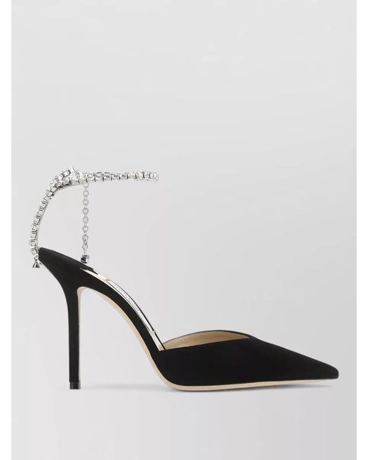 Jimmy Choo Black Saeda 100 Suede Pumps Slingback Strap