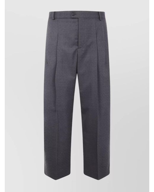KENZO Blue Woven Straight Cut Tailored Trousers