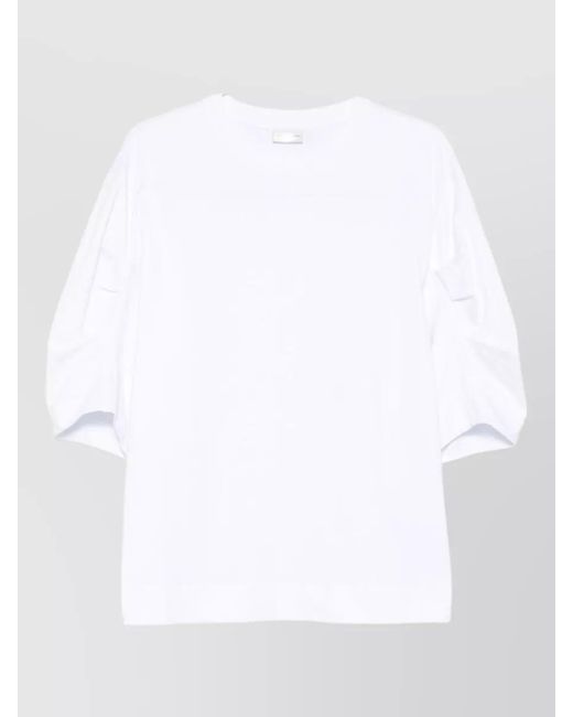 Dries Van Noten White Nylon Silk Blend Top Three Quarter Sleeves