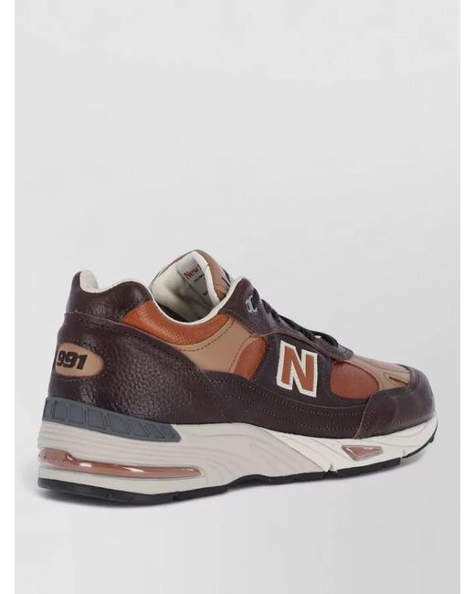 New Balance Brown Low Top Sneakers Contrast Panels Rubber Outsole