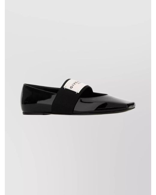 Givenchy Black Patent Leather Square-Toe Ballerina Flats