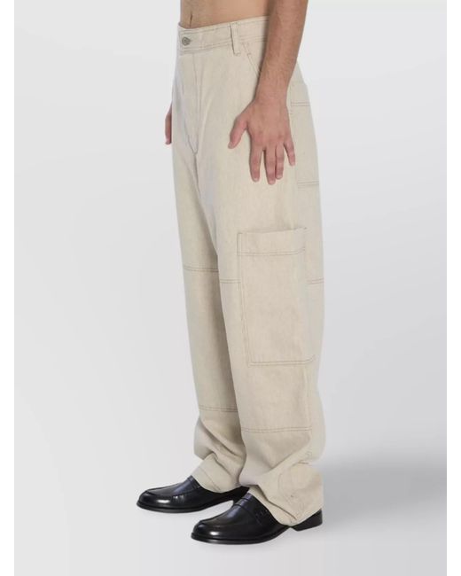 Jacquemus Natural Denim High-Rise Wide-Leg Cargo Trousers for men