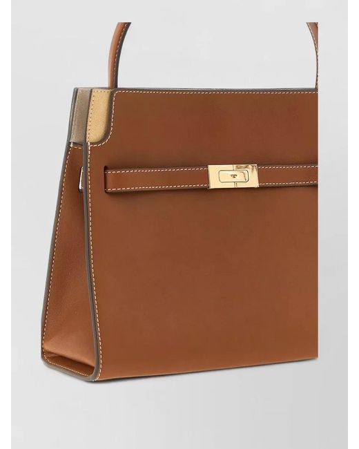Tory Burch Brown Lee Radziwill Small Leather Clutch Bag