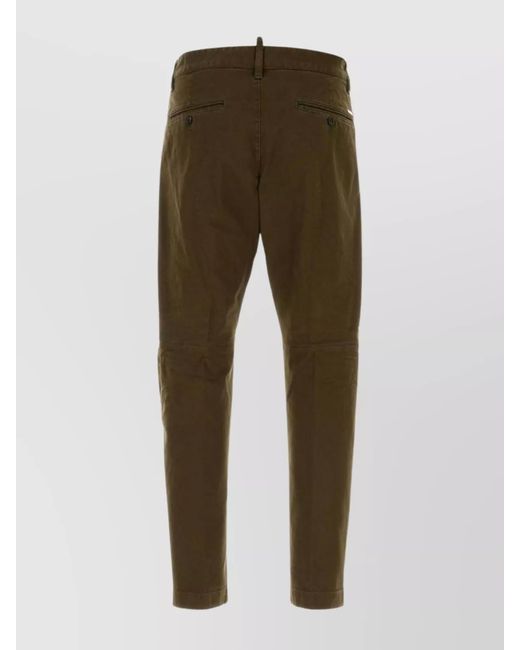 DSquared² Green Stretch Cotton Tapered Chino Trousers for men