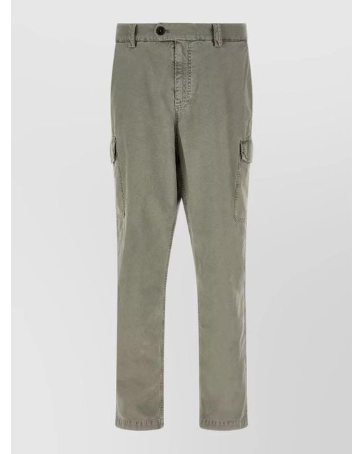 Brunello Cucinelli Gray Straight Leg Cargo Cotton Pants for men