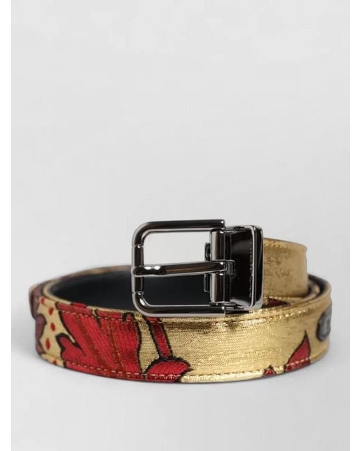 Dolce & Gabbana Black Floral Jacquard Belt Metal Buckle for men