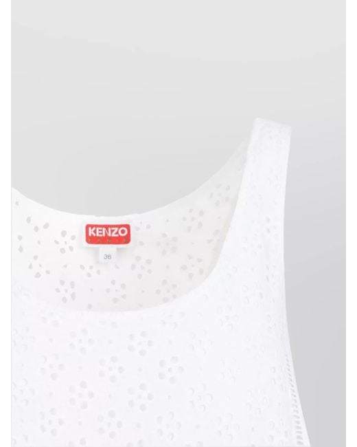KENZO White Broderie Anglaise Sleeveless Mini Dress