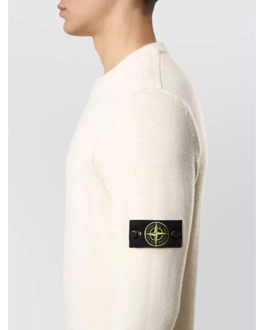 Stone Island Natural Wool Crewneck Ribbed Jumper for men