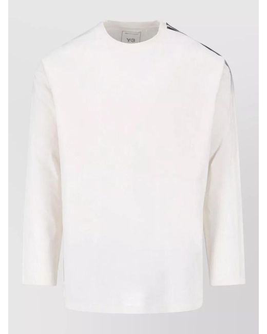 Y-3 White Cotton Gradient-Stripe Logo-Print Raglan Long-Sleeve T-Shirt for men