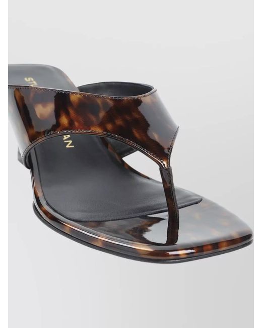 Stuart Weitzman Gray Vinnie Wedge Thong Sandals Tortoiseshell Strap