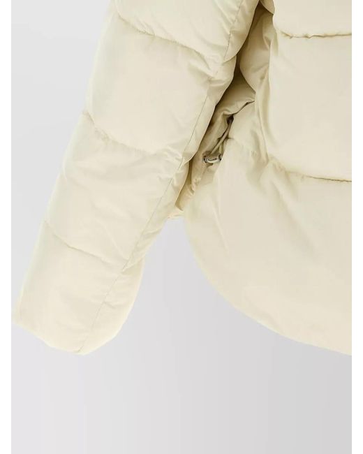 Pinko Natural Love Birds Logo Hooded Quilted Down Jacket