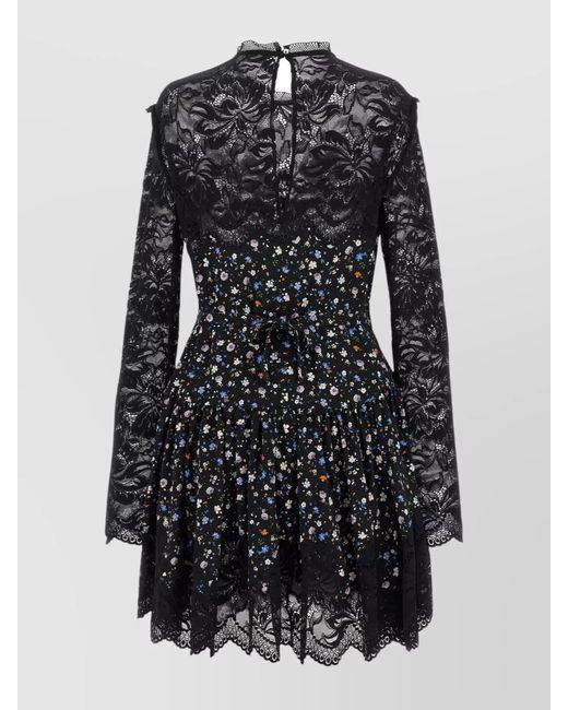 Rabanne Black Wool Cashmere Floral Lace Mini Dress