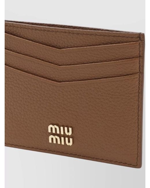 Miu Miu Brown Calf Leather Keyring Card Holder