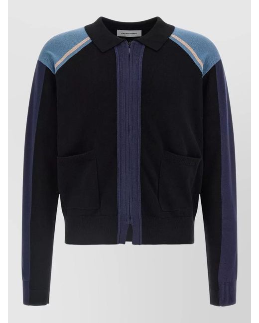Kiko Kostadinov Blue Cotton Zip-Up Cardigan for men