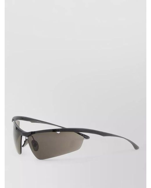 Balenciaga Gray Boomerang Rimless Shield Sunglasses Dark Lenses for men