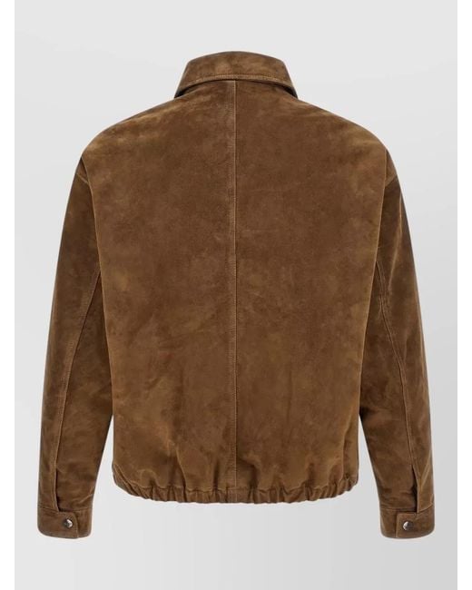 Giorgio Brato Brown Suede Jacket Buttoned Cuffs Elasticated Hem Collar for men