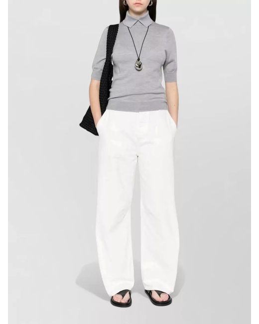 Herskind Gray Perry Wool Sweater Collared Short Sleeves