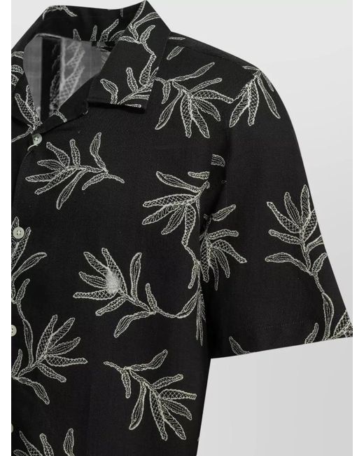 NN07 Black Ole Casual Shirt Short Sleeves Leaf Print for men
