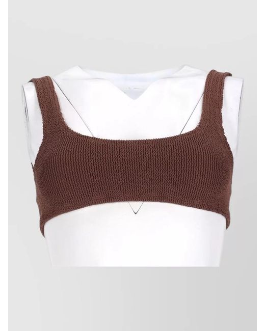 Mc2 Saint Barth Brown Crinkled Bikini Top
