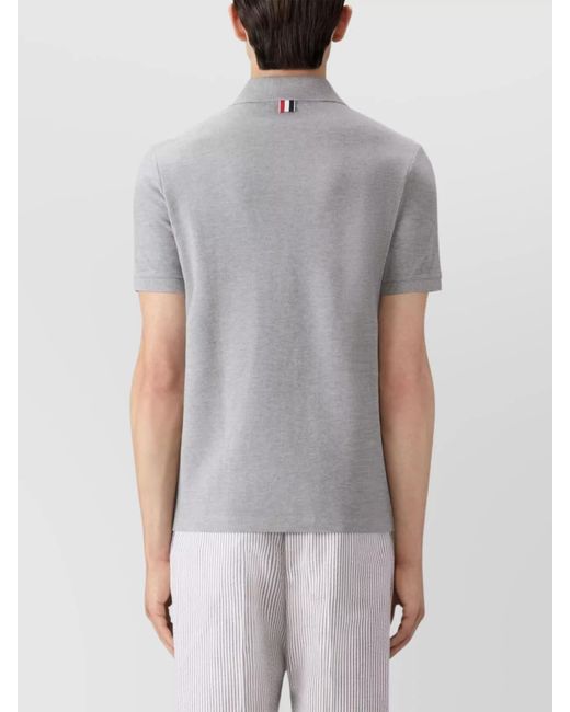 Thom Browne Gray Cotton Piqué Polo Shirt for men