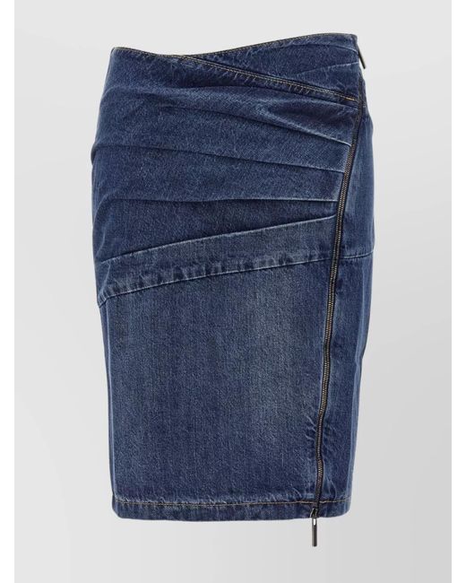 Nensi Dojaka Blue Asymmetric Design Midi Skirt
