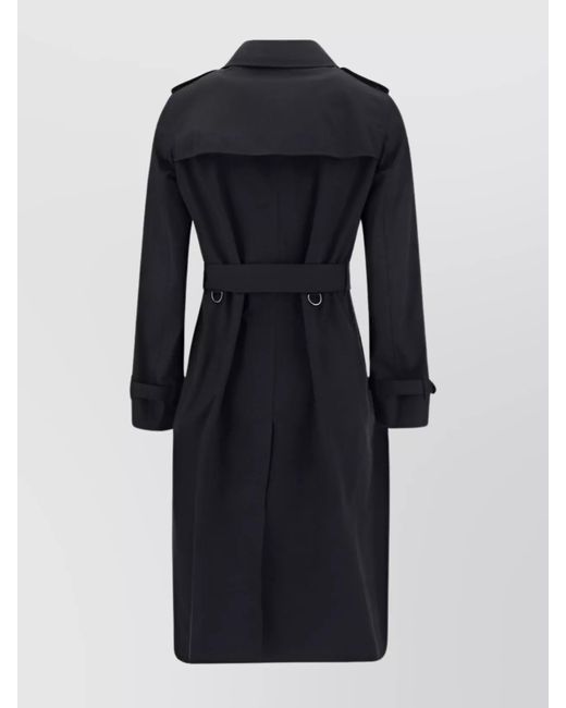 Burberry Blue Cotton Double-Breasted Belted Trench Coat
