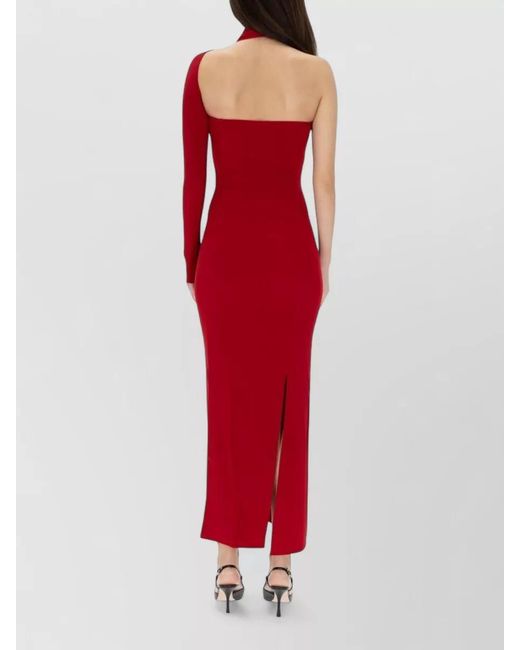 Courreges Red Draped One-Shoulder Maxi Dress